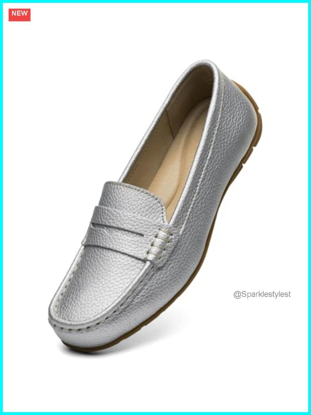 Pebbled Leather Penny Loafers Slip-Ons Comfortable Dress Shoes Women